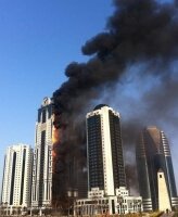 В столице Чечни горит самое высокое здание